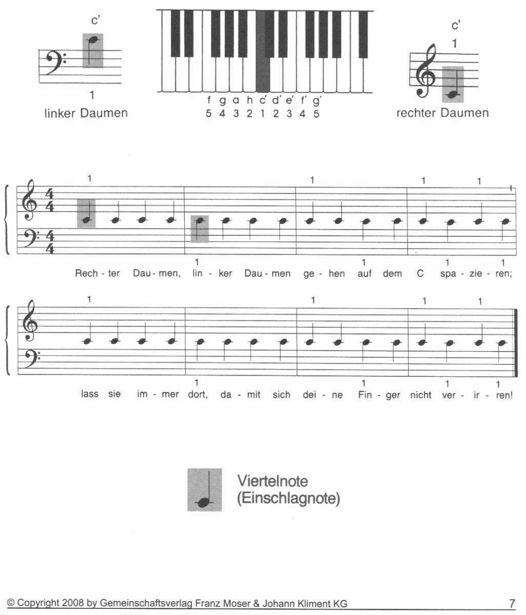 Klavierschule #1 - Notenbeispiel