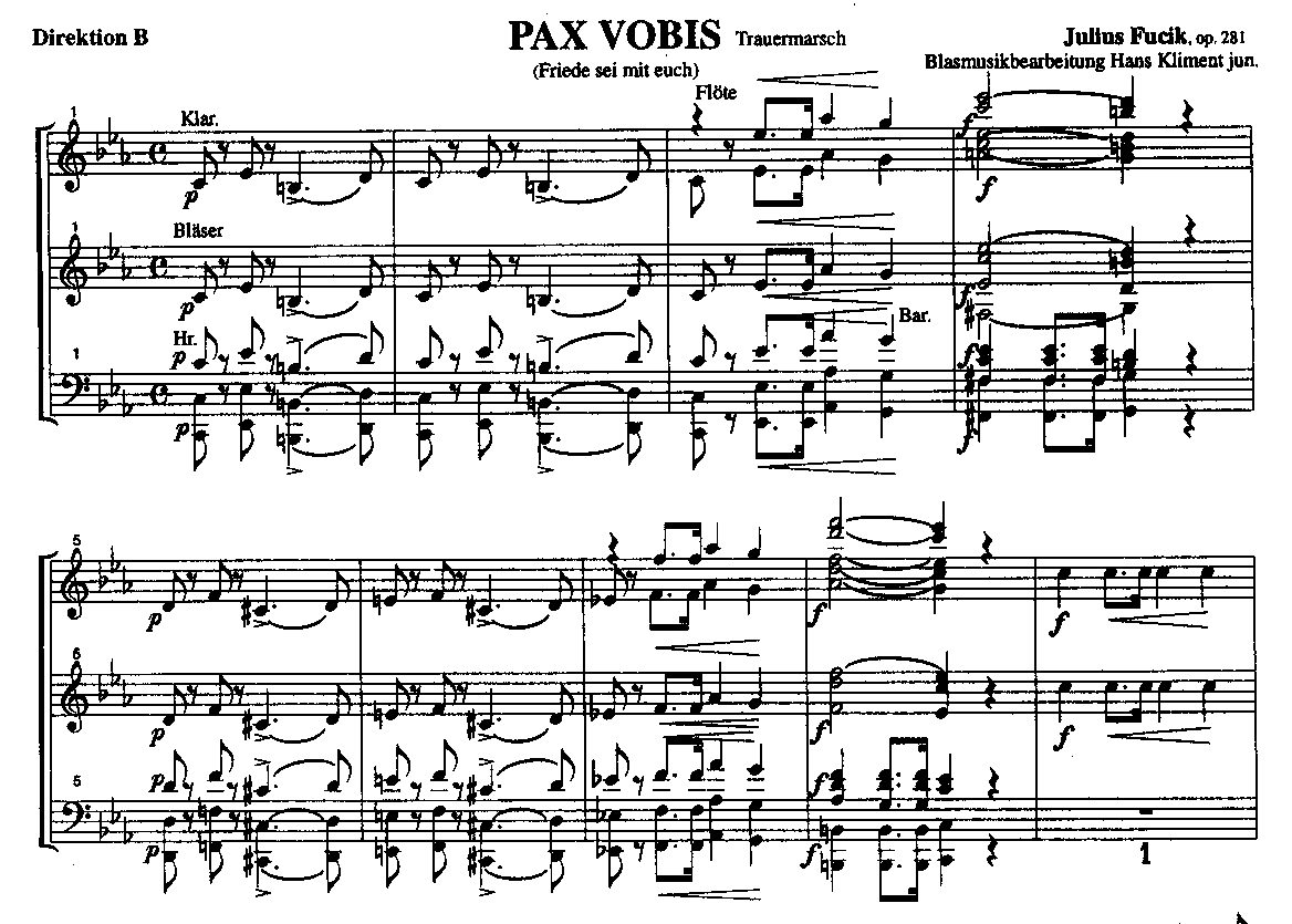 Pax Vobis (Friede sei mit Euch) - Notenbeispiel