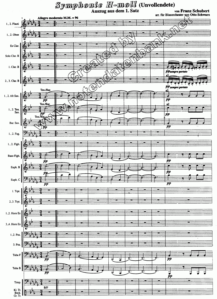 Symphonie h-Moll (Die Unvollendete) - Notenbeispiel