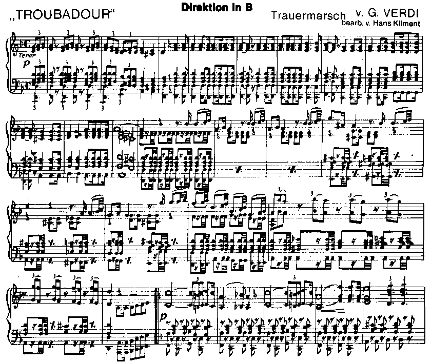 Troubadour Trauermarsch (Funeral March on Motifs from the Opera Il Trovatore) - Notenbeispiel