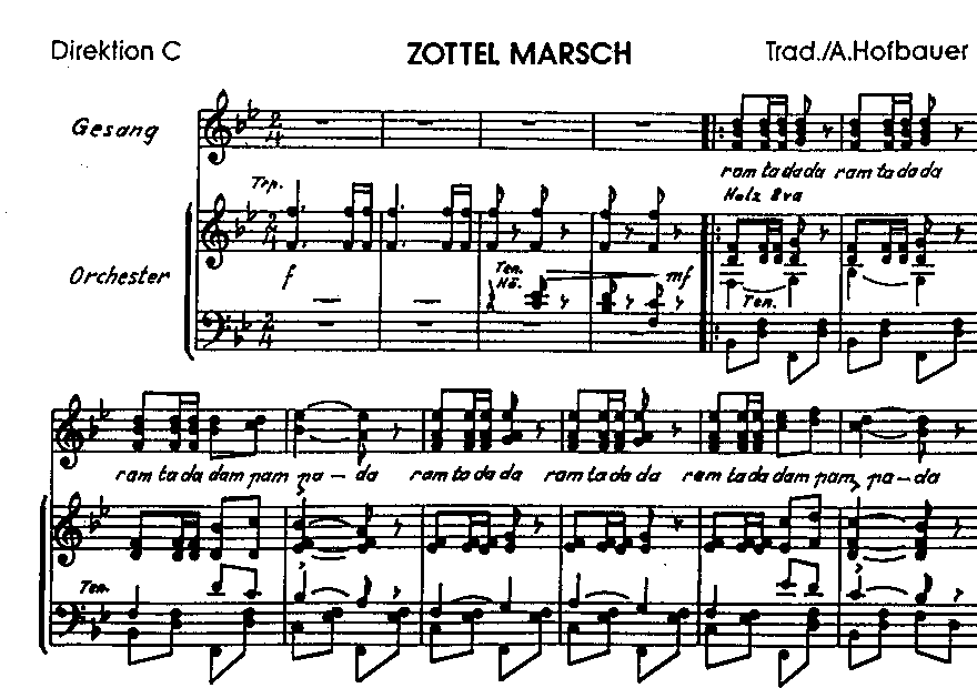 Zottel-Marsch - Notenbeispiel